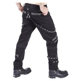 Men Gothic Punk Pants Black D-Ring Strap Trousers | Zipper Detail Streetwear for Goth and Emo Style