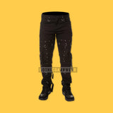 Men Gothic Punk Rock Pants | Black Cotton Studded Trouser for Alternative Emo Streetwear