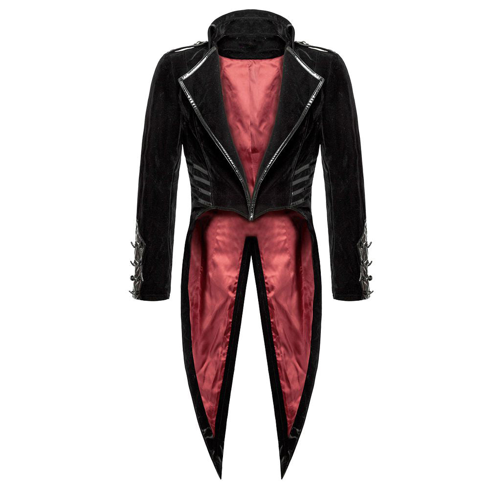 Mens Gothic Tailcoat Jacket Black Velvet Gothic Steampunk Vampire Swallowtail - Alternative Gothic Dark Wear | Embrace Dark Aesthetic Men & Women Gothic Clothing