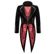 Mens Gothic Tailcoat Jacket Black Velvet Gothic Steampunk Vampire Swallowtail - Alternative Gothic Dark Wear | Embrace Dark Aesthetic Men & Women Gothic Clothing
