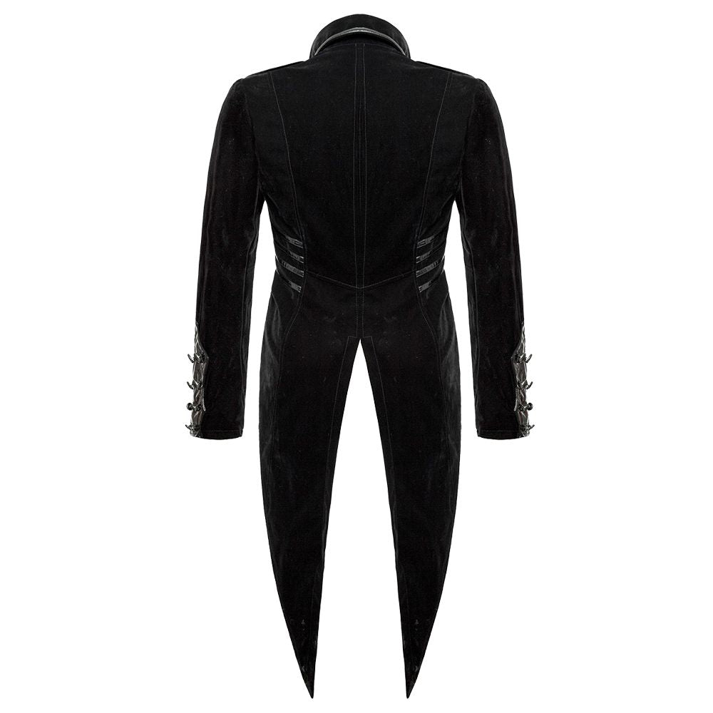 Mens Gothic Tailcoat Jacket Black Velvet Gothic Steampunk Vampire Swallowtail - Alternative Gothic Dark Wear | Embrace Dark Aesthetic Men & Women Gothic Clothing