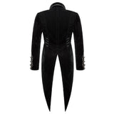 Mens Gothic Tailcoat Jacket Black Velvet Gothic Steampunk Vampire Swallowtail - Alternative Gothic Dark Wear | Embrace Dark Aesthetic Men & Women Gothic Clothing