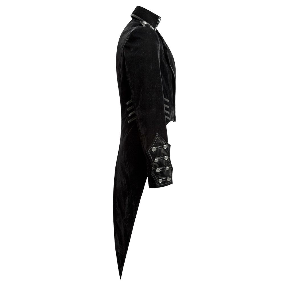 Mens Gothic Tailcoat Jacket Black Velvet Gothic Steampunk Vampire Swallowtail - Alternative Gothic Dark Wear | Embrace Dark Aesthetic Men & Women Gothic Clothing