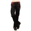 Men Black Gothic Pant Red Thread | Unisex Tartan Strap D-Ring Trouser