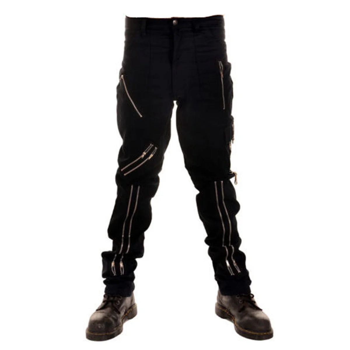 Punk Rock Zipper Pant | Black Gothic Pants for Men with Bold Zipper Accent
