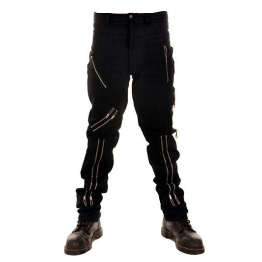 Punk Rock Zipper Pant | Black Gothic Pants for Men with Bold Zipper Accent