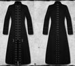 Gothic Vampire Pins Head Trench Coat | Dark Punk Style with Buckle & Pin Details