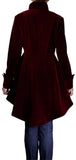 Victorian Burgundy Velvet Ruffle Coat | Women Gothic Red Frock Jacket