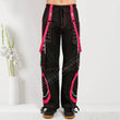 Men Gothic Step Chain Pant | Steampunk Punk Style Trouser with Removable Chain and Pink Stitch