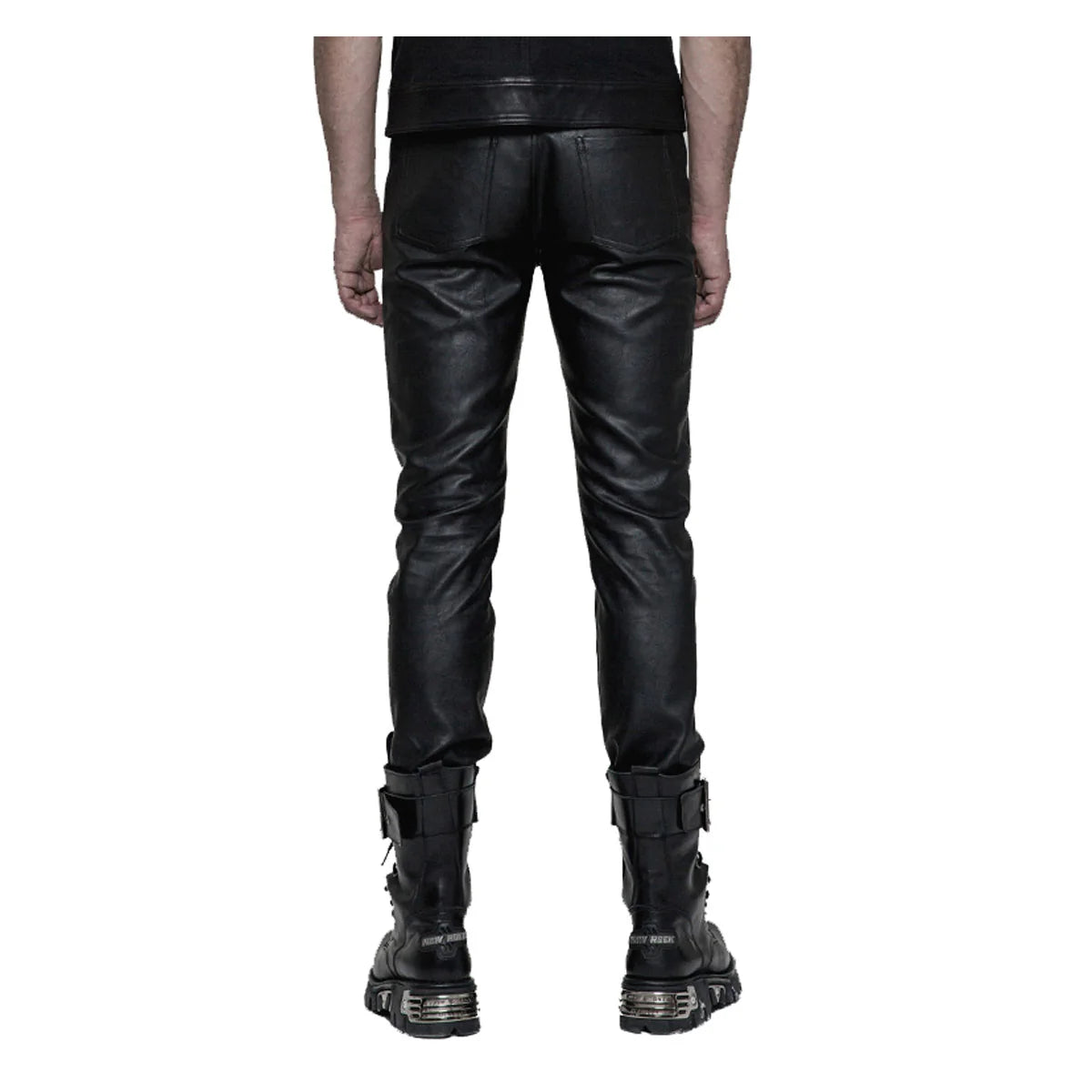 Men Black Devil Fashion Rock Pants | Punk Gothic Steampunk PU Trouser with Zipper and Buckle Detail