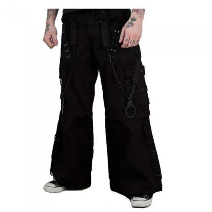 Men Gothic Bondage Pants | Steampunk Zip-Off Trouser with Handcuff and Chain
