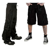 Men Gothic Bondage Pants | Steampunk Zip-Off Trouser with Handcuff and Chain