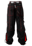 Men Gothic Elite Pant | Cyber Red Thread Bondage Trouser | Convertible Steampunk Pant