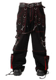 Men Gothic Elite Pant | Cyber Red Thread Bondage Trouser | Convertible Steampunk Pant