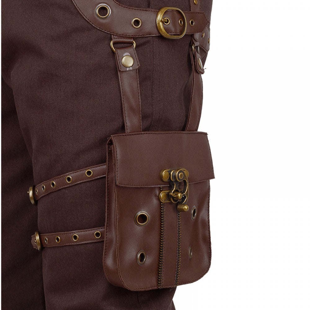 Men Gothic Pant Steampunk Dystonia Brown Trouser For Sale - Alternative Gothic Dark Wear | Embrace Dark Aesthetic Men & Women Gothic Clothing