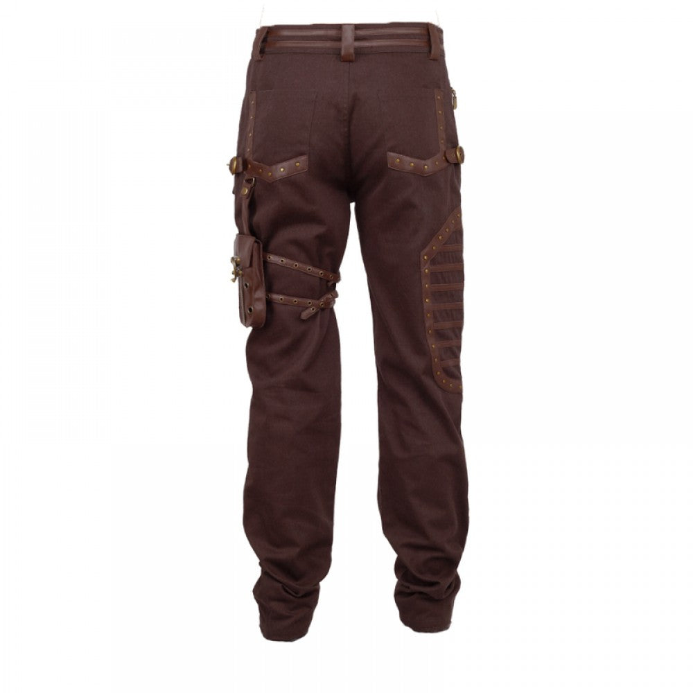Men Gothic Pant Steampunk Dystonia Brown Trouser For Sale - Alternative Gothic Dark Wear | Embrace Dark Aesthetic Men & Women Gothic Clothing