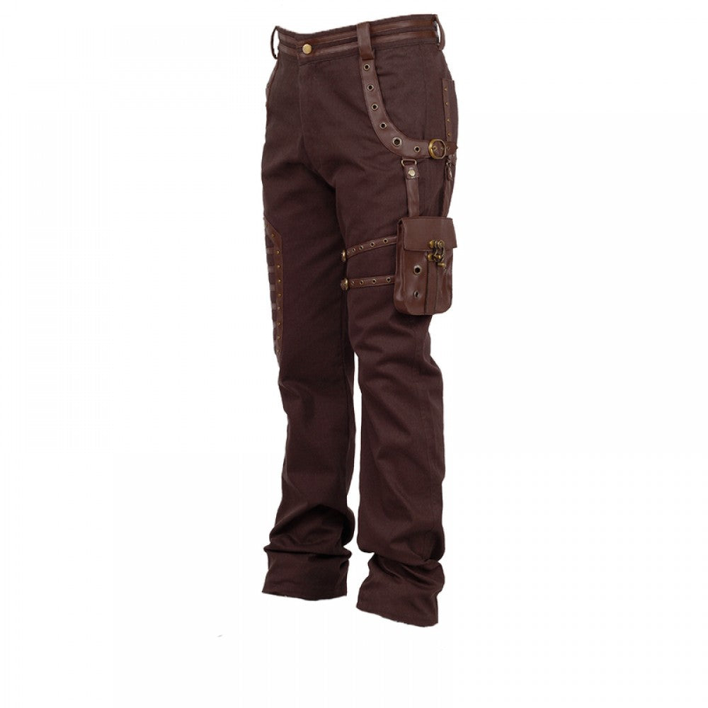 Men Gothic Pant Steampunk Dystonia Brown Trouser For Sale - Alternative Gothic Dark Wear | Embrace Dark Aesthetic Men & Women Gothic Clothing