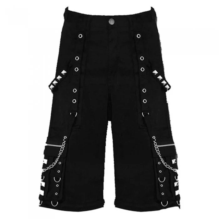 Men Cyber Goth Bondage Pants | Zip-Off Cargo Trouser with Metal Accessory