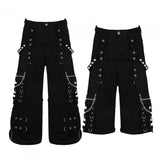 Men Cyber Goth Bondage Pants | Zip-Off Cargo Trouser with Metal Accessory