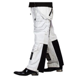 Men Gothic White and Black Strap Trousers | Cyber Punk Baggy Cargo Pant