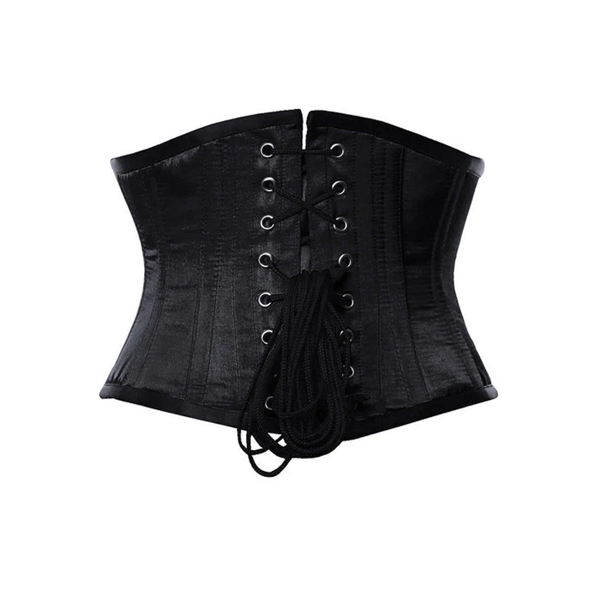 Alisson Black Satin Underbust Corset The Shadow Sculptor Cotton Corset - Alternative Gothic Dark Wear | Embrace Dark Aesthetic Men & Women Gothic Clothing