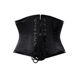 Alisson Black Satin Underbust Corset The Shadow Sculptor Cotton Corset - Alternative Gothic Dark Wear | Embrace Dark Aesthetic Men & Women Gothic Clothing
