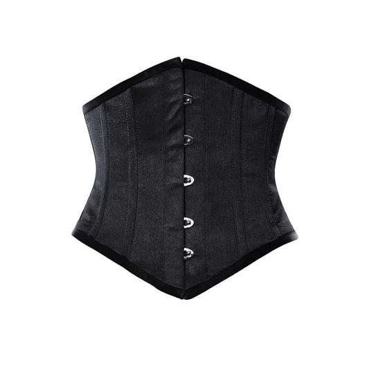 Alisson Black Satin Underbust Corset The Shadow Sculptor Cotton Corset - Alternative Gothic Dark Wear | Embrace Dark Aesthetic Men & Women Gothic Clothing