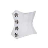 Allisson Underbust Corset White Cotton Steel Boned Waist Trainer - Alternative Gothic Dark Wear | Embrace Dark Aesthetic Men & Women Gothic Clothing
