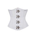 Allisson Underbust Corset White Cotton Steel Boned Waist Trainer - Alternative Gothic Dark Wear | Embrace Dark Aesthetic Men & Women Gothic Clothing