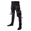 Men Fetish Slim Fit Buckle Strap Pants | Punk Gothic Utility Style Trouser with Zippered Pocket